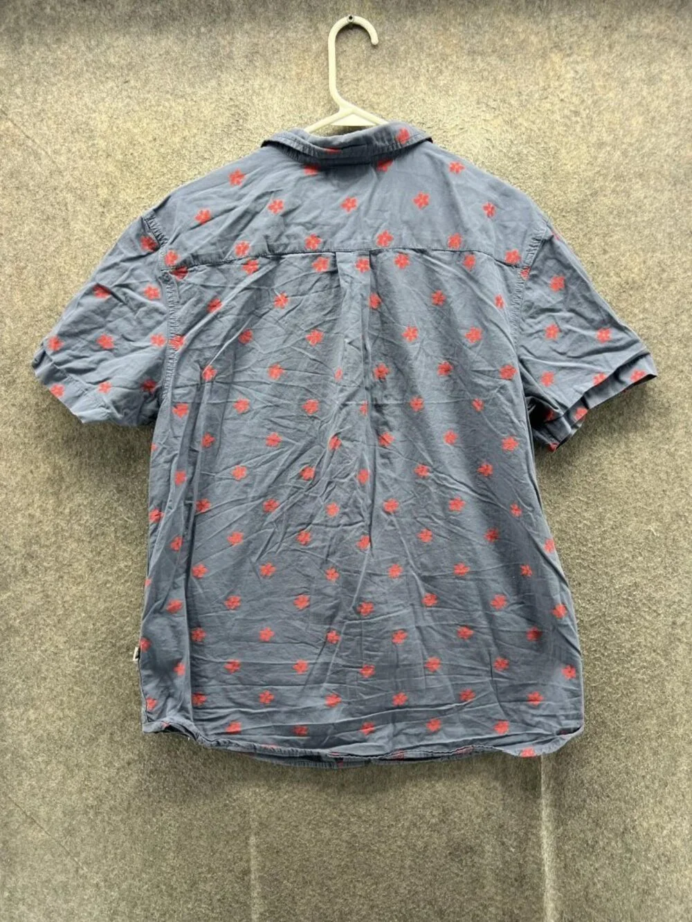 The North Face Shirt Men Large Blue Floral Cotton Button Up Short Sleeve Casual